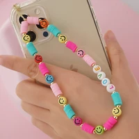 fashion anti lost mobile telephone chain smile beads clay chains phone strap lanyard women jewelry accessories free shipping