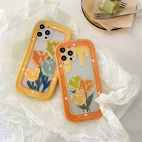 ins purple tulip phone holder soft silicone anti drop mobile phone case for iphone xr xs max 8 plus 11 12 13 pro max case