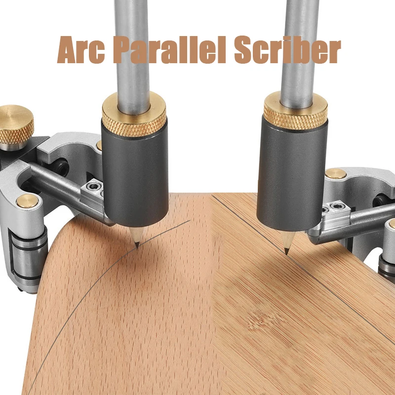New Woodworking Linear Arc Dual-purpose Scriber Ruler Parallel Line Straight Line Drawing Measuring Gauge DIY Wood Scribe Tool