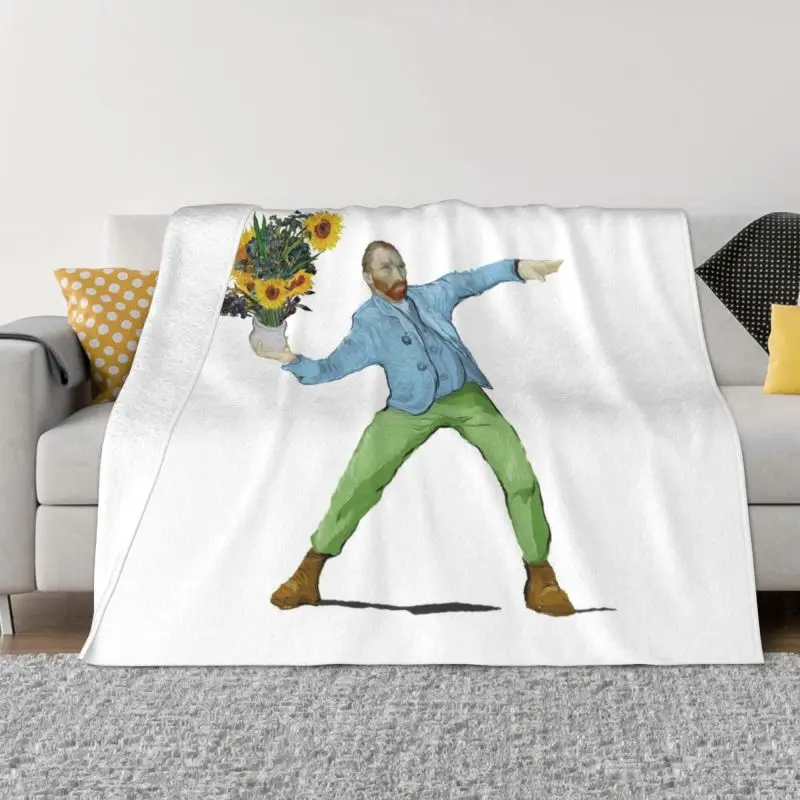 

Vincent Van Gogh Sunflowers Painting Blanket Soft Fleece Spring Warm Flannel Throw Blankets for Sofa Car Bedding Quilt