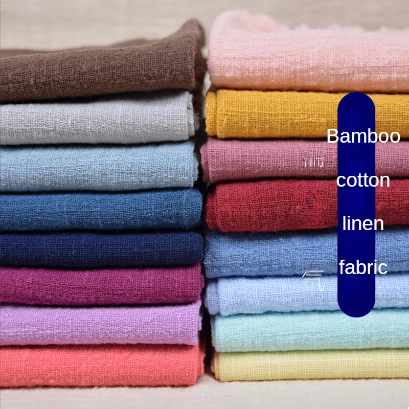 

Bamboo Fabric Cotton Linen By The Meter for Dresses Skirts Clothing Pants Decorative Sewing Summer Thin Cloth Plain Pleated Diy