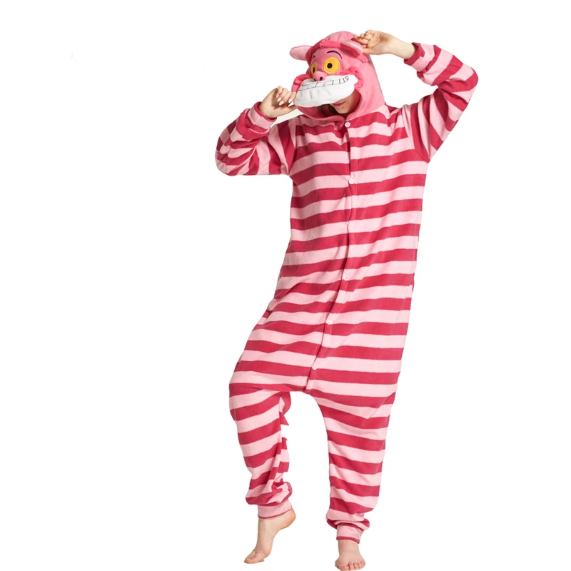 

Alice In Wonderland Cheshire Cat Pajamas Winter Lovers Kigurumi Jumpsuits Adult Cartoon Anime Cosplay Costume