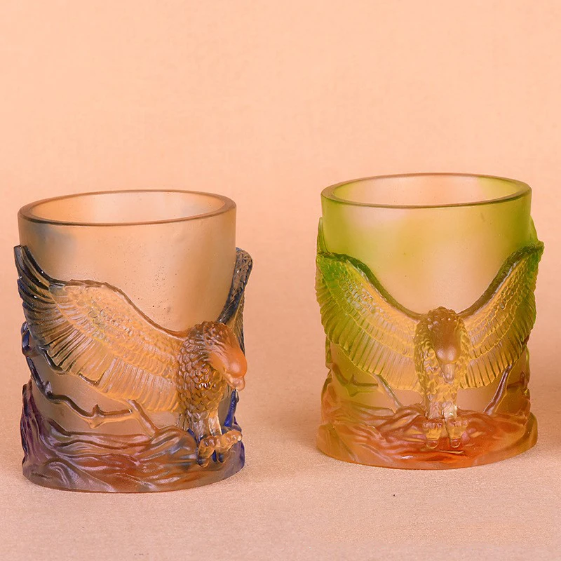 Artistical Powerful Eagle Relievo Beer Cup Creative Glass Decorative Embossment Home Ornaments Good Friend Gift With Elegant Box