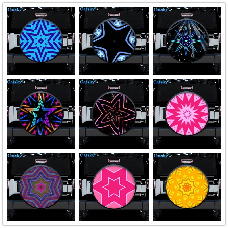 

Abstract Star Printed Spare Tire Cover Waterproof Tire Wheel Protector for Car Truck SUV Camper Trailer Rv 14"-17"