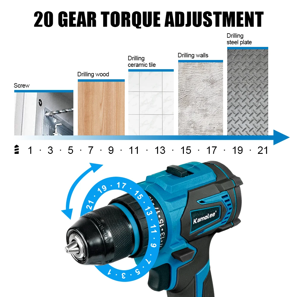 Бесщеточная электрическая Ударная дрель Kamolee 10 мм аккумуляторная отвертка