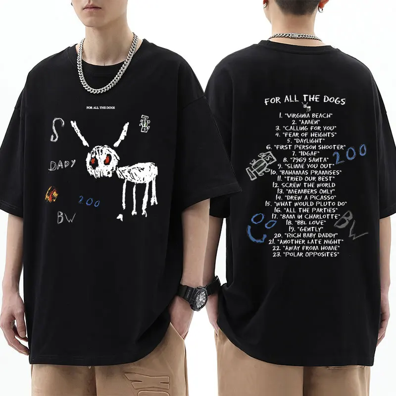 

Футболка Мужская/женская с рисунком рэпера Дрейка для всех собак, модная Готическая Повседневная Свободная хлопковая рубашка в стиле хип-хоп с коротким рукавом, уличная одежда