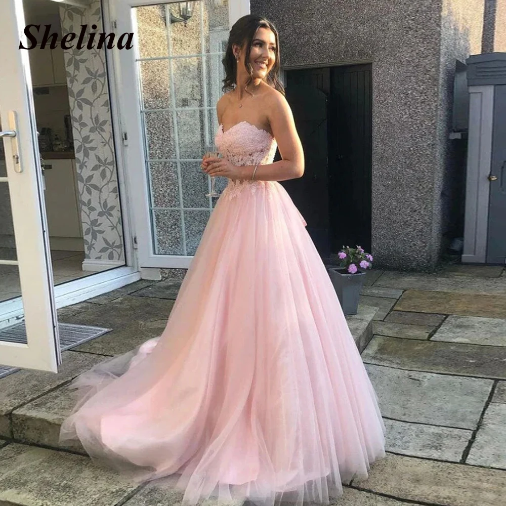 

Shelina Classic A-line Tulle Engagement Gowns 2023 Sweetheart Backless Court Train Robes De Soirée Personal Customization