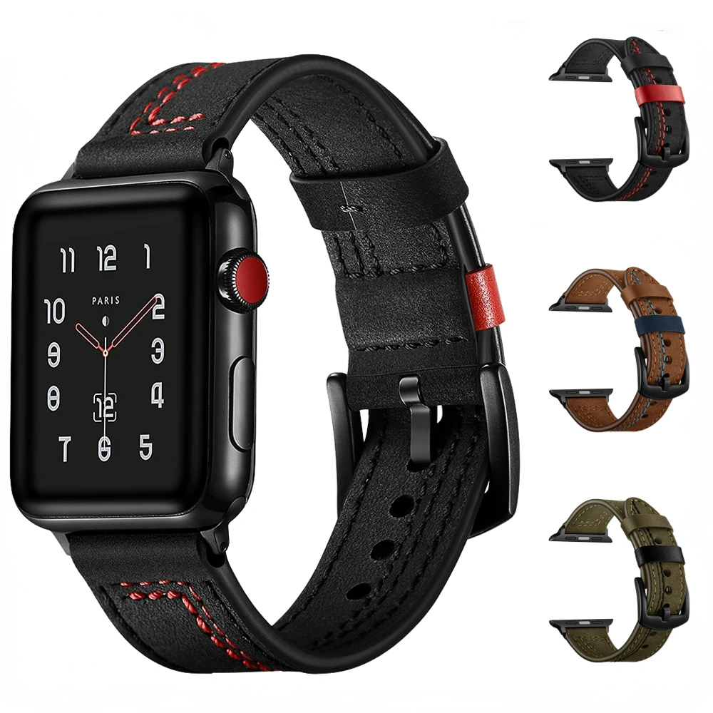 

Leather Strap for Apple Watch 8 7 45mm 41mm Seven Line Bracelet Wristband for iWatch Series 6543SE Ultra 49mm 44mm 40mm 42mm38mm