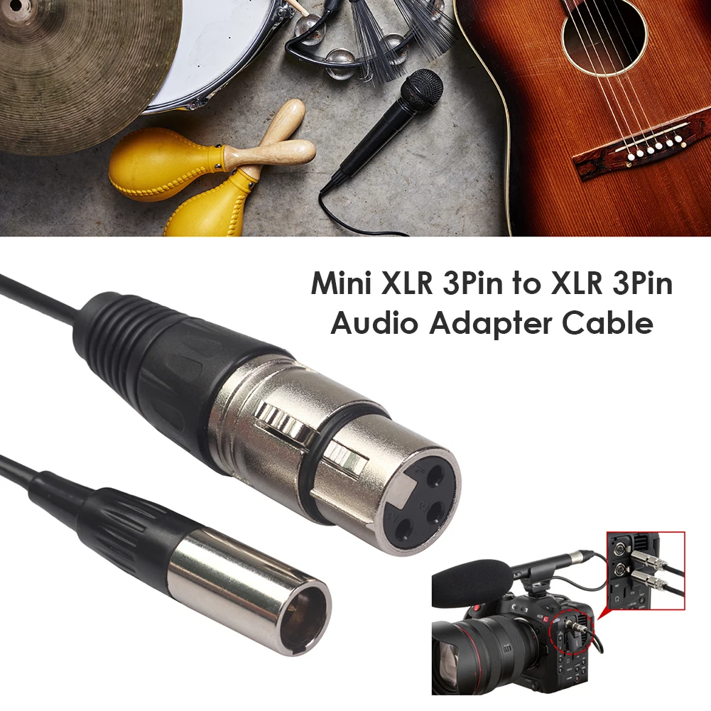 Female Audio Cable Amplifiers Microphone Mini XLR Male to XLR 3Pin Line Adapter for Household Music Audio Decoration