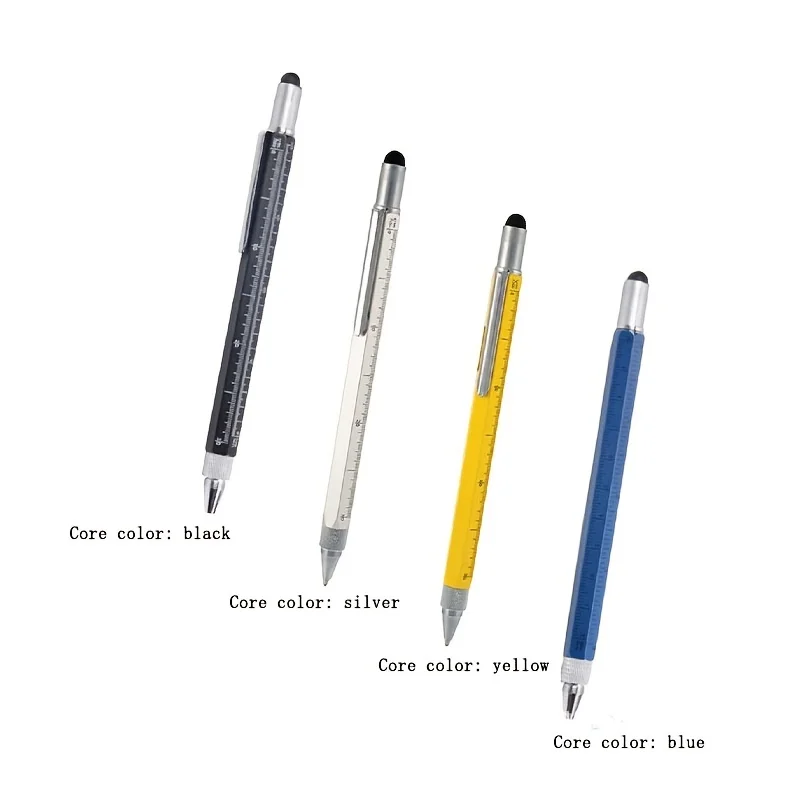 Multi-functional Tool Pen 6 In 1 Capacitive Pen Level Gauge Screwdriver Scale Metal Ball Pen