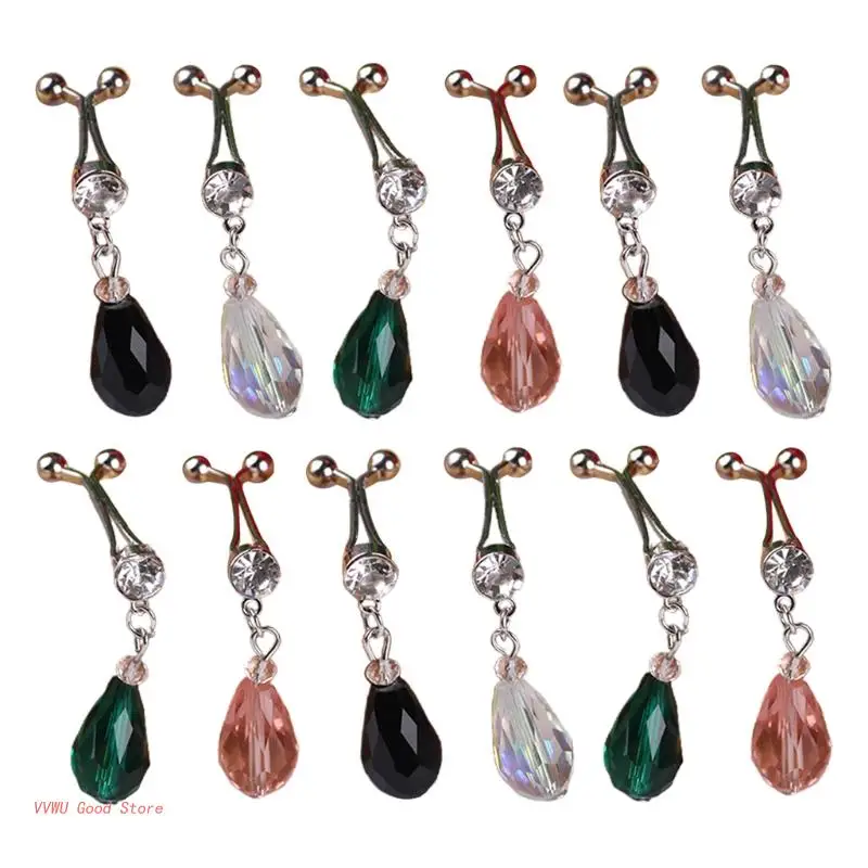 

12Pcs Faux Crystal Pendant Muslim Hijab Scarf Metal U Clips Shawl Brooch Pins