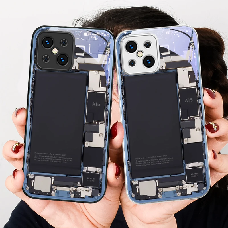 Blue border circuit board For Find X5 X3 Lite Reno 6 4Z 5G OPPO A72 79 73 58 A54S OnePlus Nord N200 Tempered glass phone case