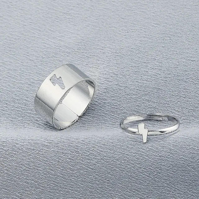 

Trendy Lover Star Moon Aircraft Cherry Dinosaur Mushroom Butterfly Rings for Women Men Couple Open Ring Set 2022 Jewelry