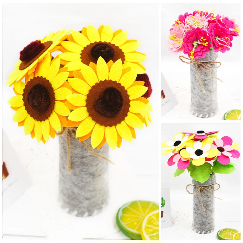 

1Pack Children DIY Nonwoven Bouquet Kids Kindergarten Art and Crafts Handmade Flowers Kits Toy Gifts for Mom Teacher