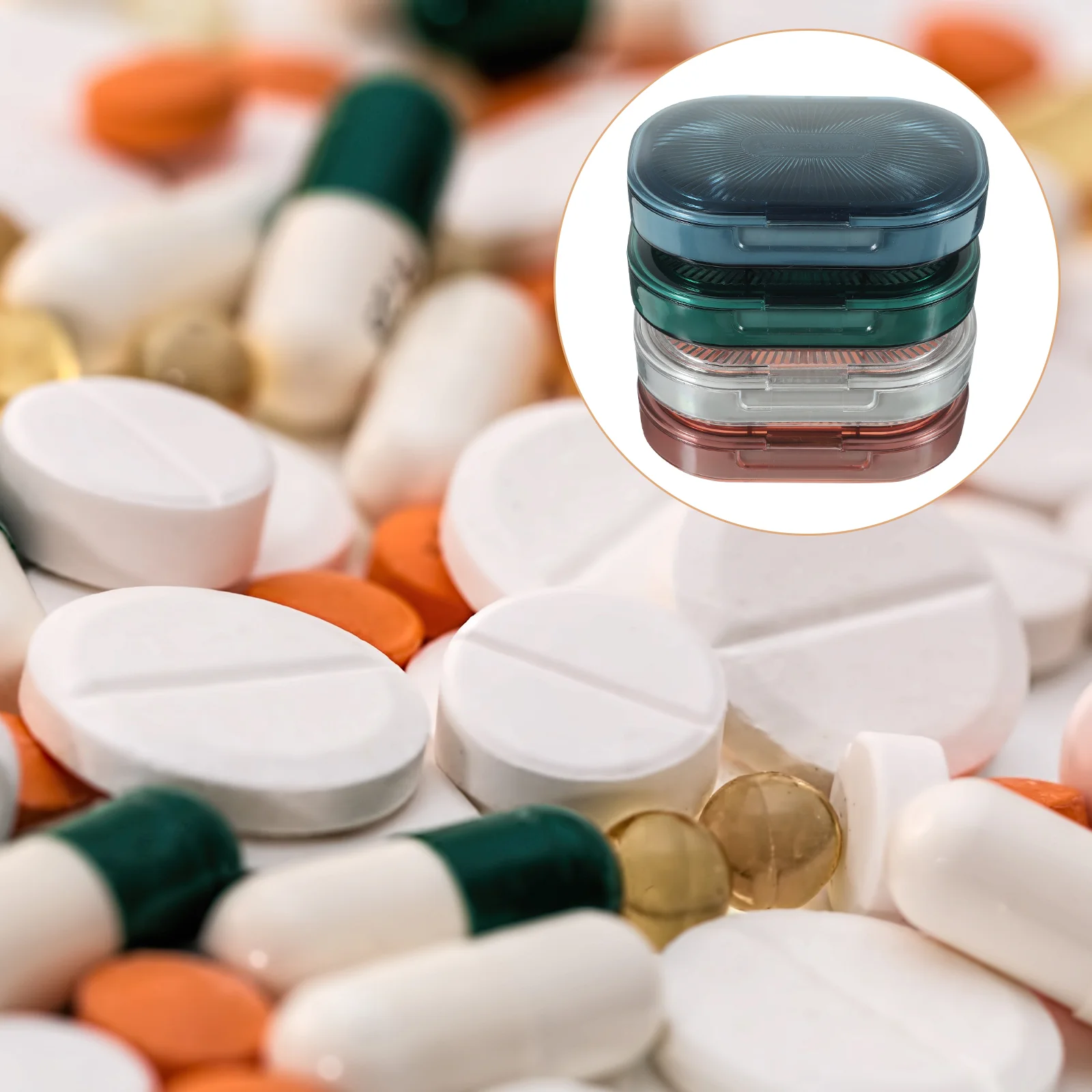 

4 Pcs Case Weekly Portable Medicine Holder Dispenser Multi-grid Organizer Handle Design Outdoor Storage