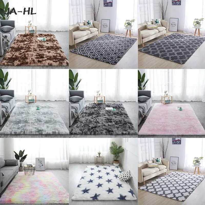 

New Shaggy Tie-dye Carpet Printed Plush Floor Fluffy Mats Area Rug Living Room Mats 40*40cm