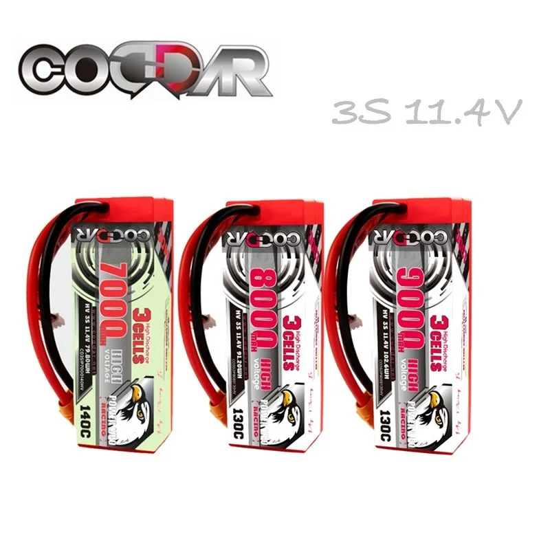 

CODDAR 3S 11,4 V HV Lipo аккумулятор 7000mah 8000mah 9000mah 130C 140C твердый корпус батареи с XT90 T для гоночного радиоуправляемого автомобиля лодки грузовика