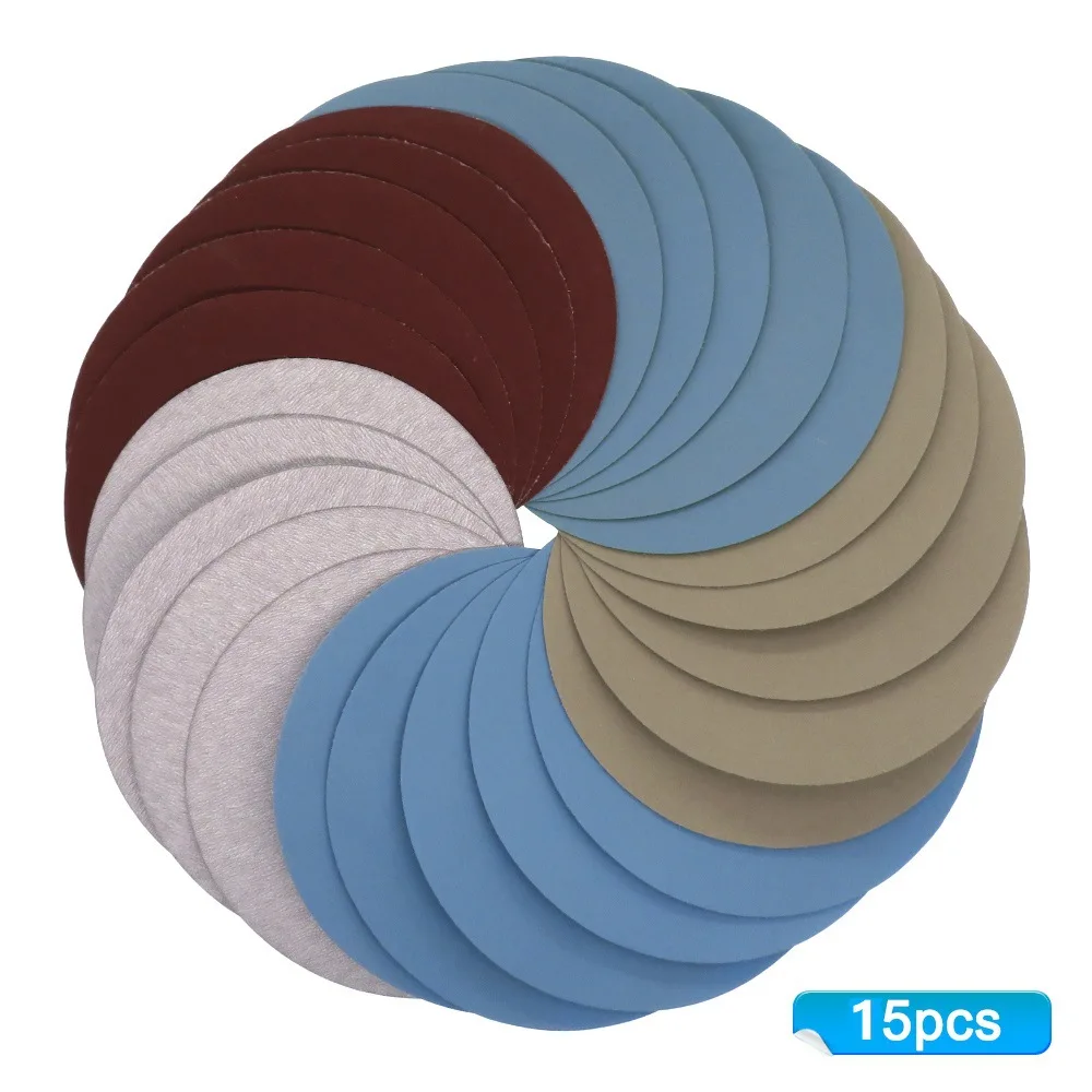 

15PCS 125mm 5'' Inches Grit 1000 /2000 /3000 /4000/ 5000 Sanding Discs Hook Loop Sandpaper Round Disk Sand Sheet Sanding