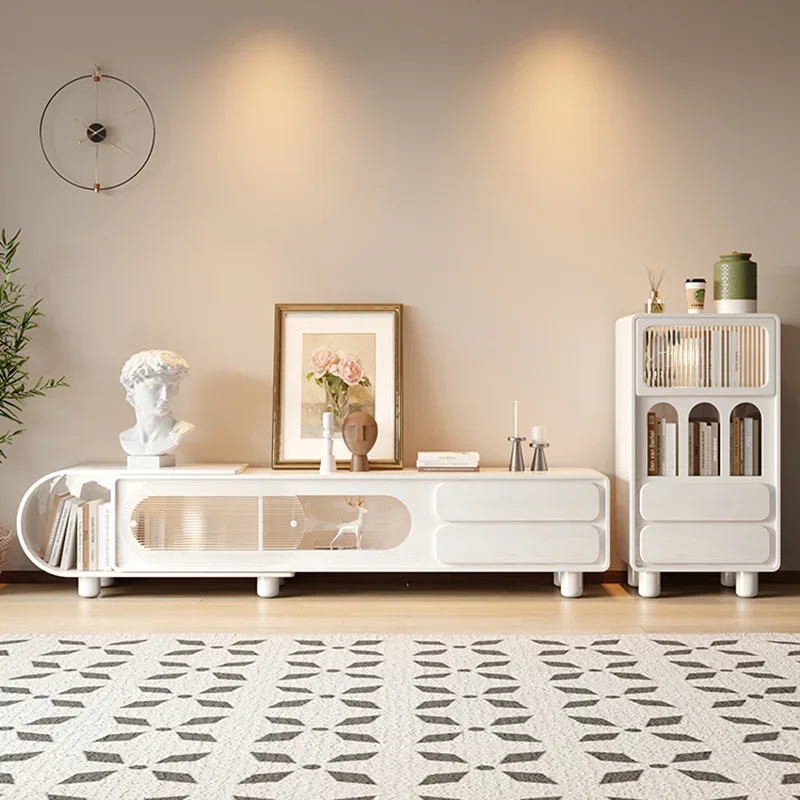 Стеклянная подставка для телевизора гостиной вертикальная белая роскошная