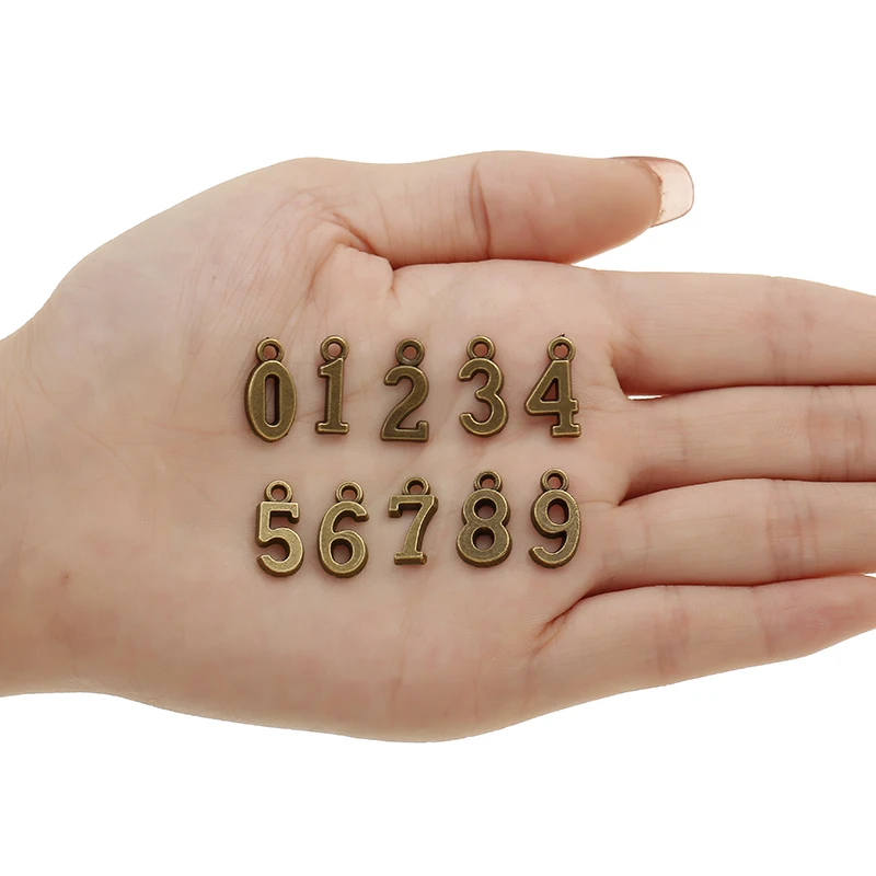 10 шт. 3 цвета цифры 0-9 шармы для изготовления ювелирных изделий из сплава