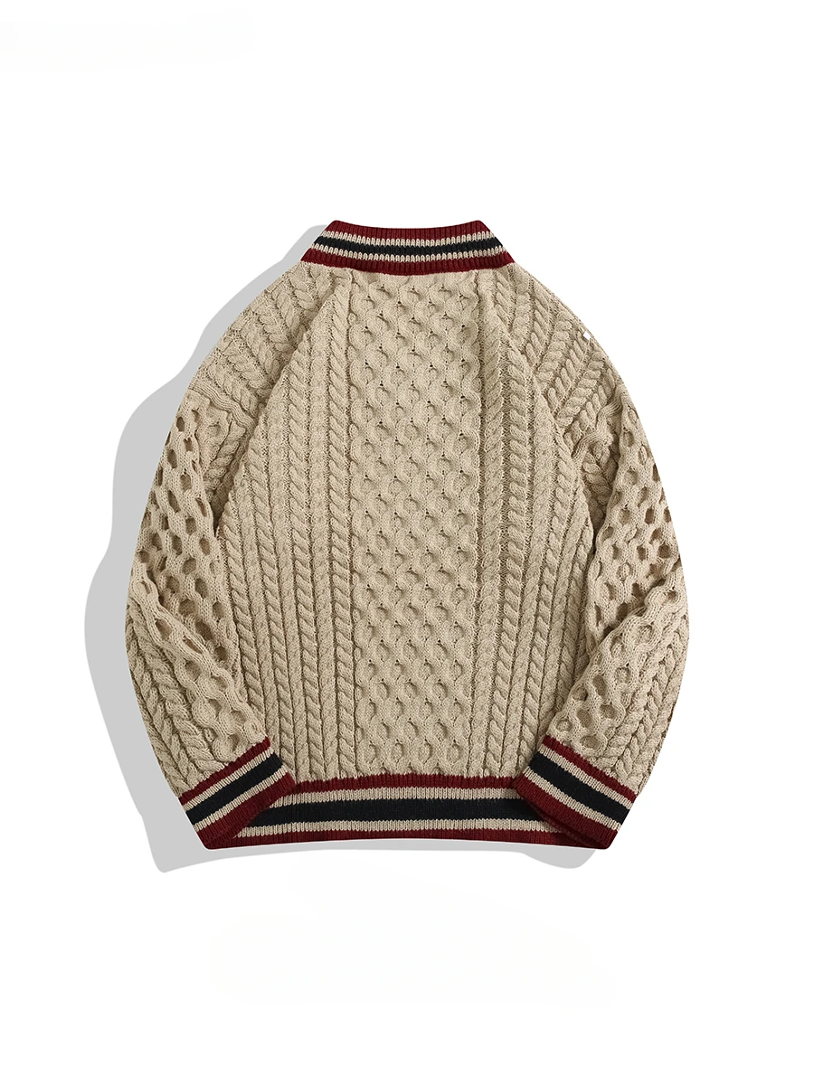 Осень-зима японский студенческий стиль контрастной полосатый свитер с v-образным