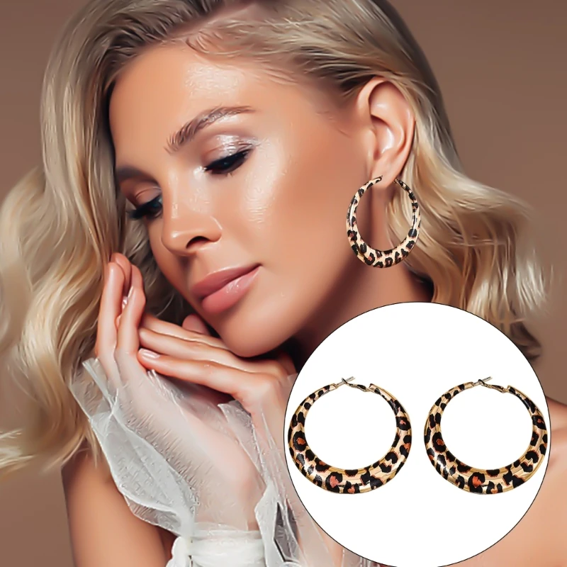 Современные леопардовые круглые серьги-пусеты универсальные для повседневного