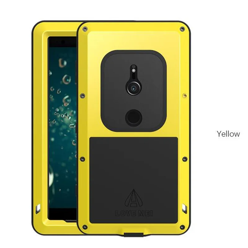 Love Mei Aluminum Armor Case For Sony Xperia Xz2 Compact Waterproof Shockproof Powerful Cover Free Tempered Glass