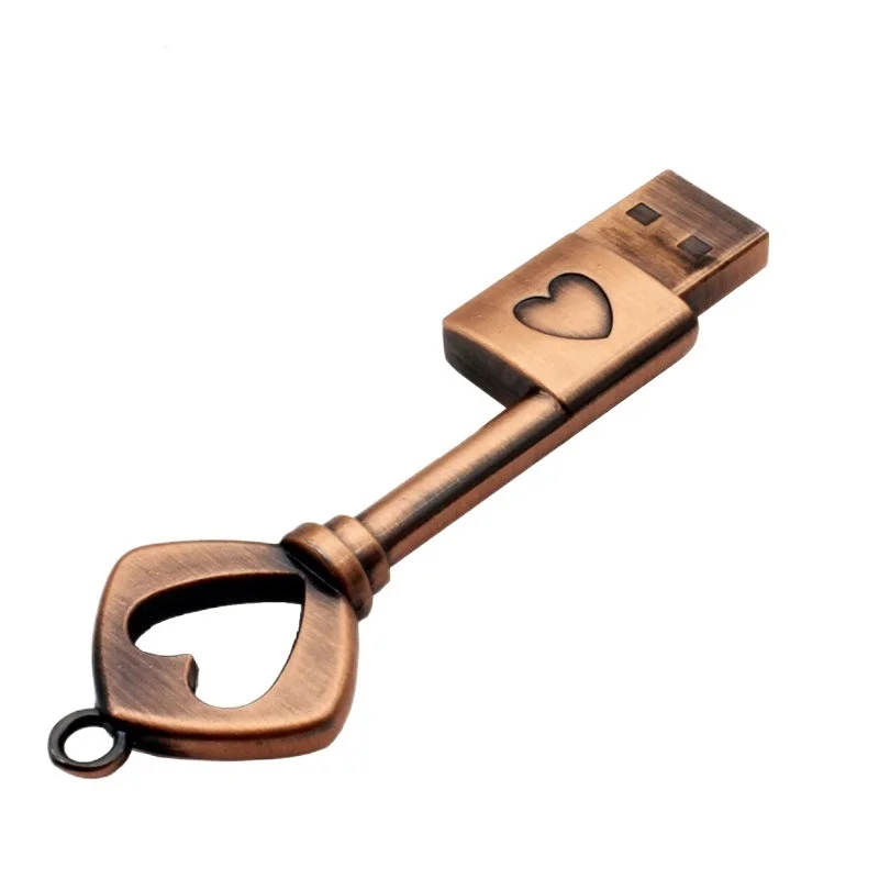 

Металлический медный флеш-накопитель в форме сердца, USB флеш-накопитель, карта памяти, оригинальный флеш-накопитель 8 Гб