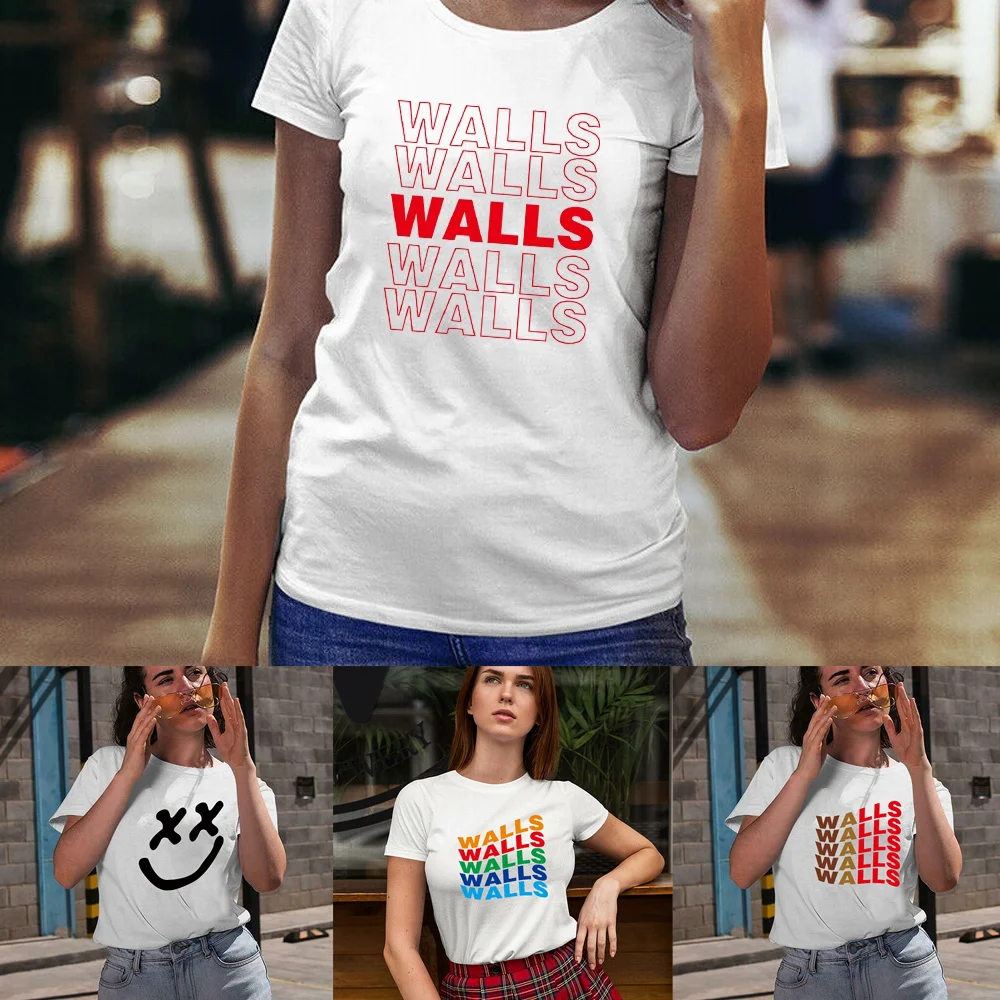 

Women Clothing T-Shirts Summer Short Sleeve O-Neck Pullover Tshirt Letter Anime Harajuku Female Tops T Shirt Fashion Kpop Tees