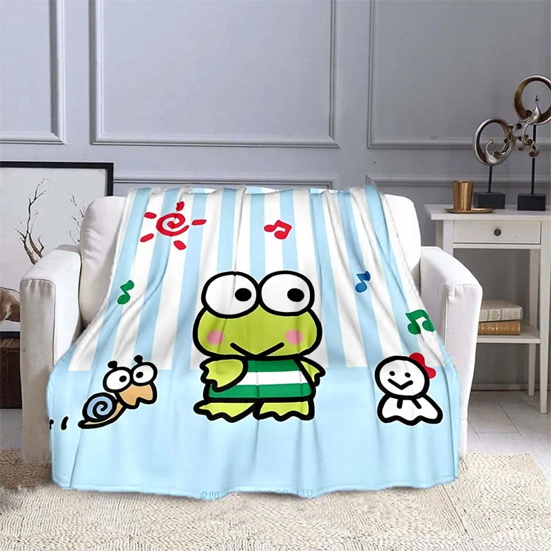 Мультяшное одеяло Sanrio Keroppi с узором теплое мягкое пушистое покрывало для дивана и
