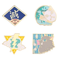 demon slayer hard enamel pin kimetsu no yaiba brooch anime cosplay badge metal pins for women men jewelry gifts