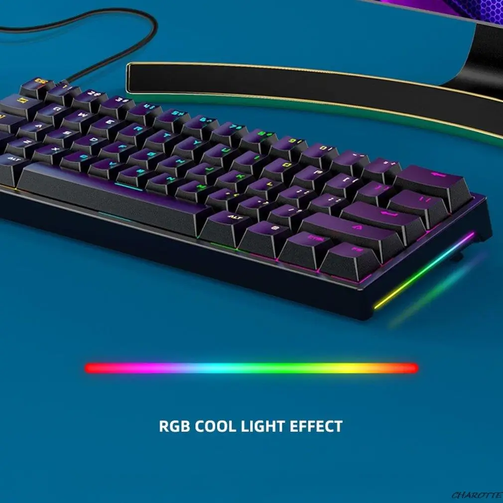 

Keyboard For Bajeal G101 Wired 61key Switch Green Axis Mechanical Keyboard Double-sided Illuminated Rgb Backlit Keyboard