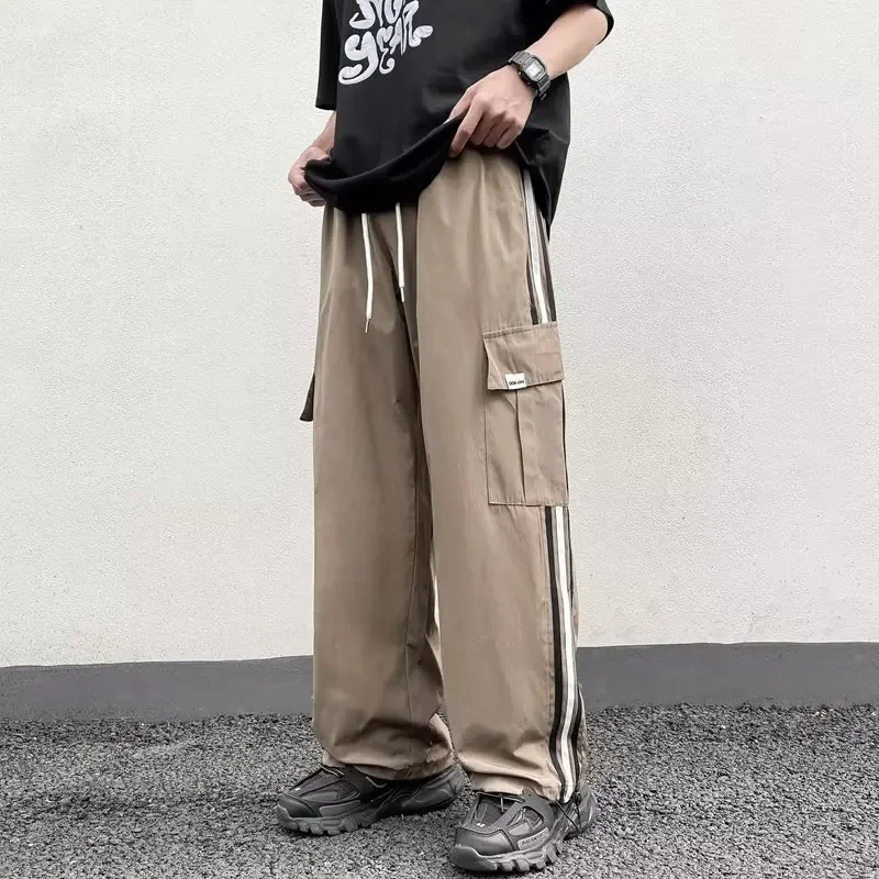 Винтажные полосатые спортивные брюки для мужчин и женщин Свободные повседневные