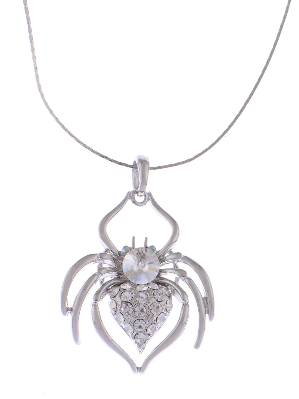 

Cute Clear Crystal Spider Insect Necklace Pendant