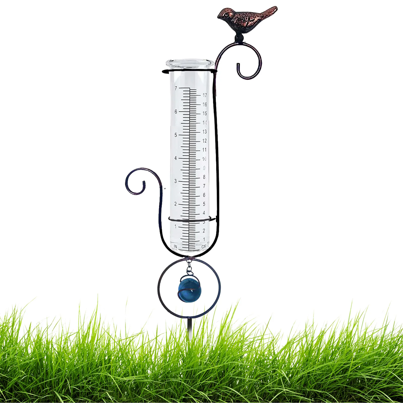 

Bird Shape Rain Gauge No Assembly Rain Measure Gauge For Yard Lawn Landscape Capacity Glass Bird Rain Gauge