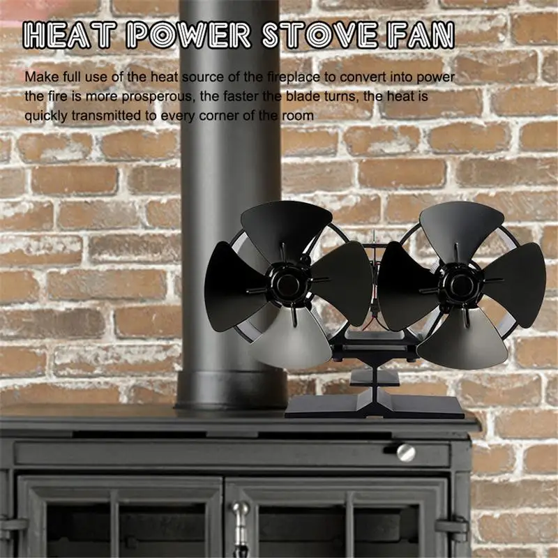 

Efficient Double Black Fireplace Fan Heat Powered Stove Fan Komin Log Wood Burner/FirPowered Stove Fan Quiet Heat Distribution