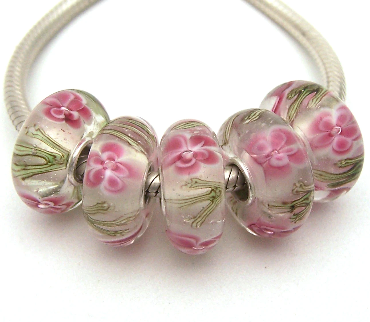 

Бусины из серебра 100% пробы с муранским стеклом