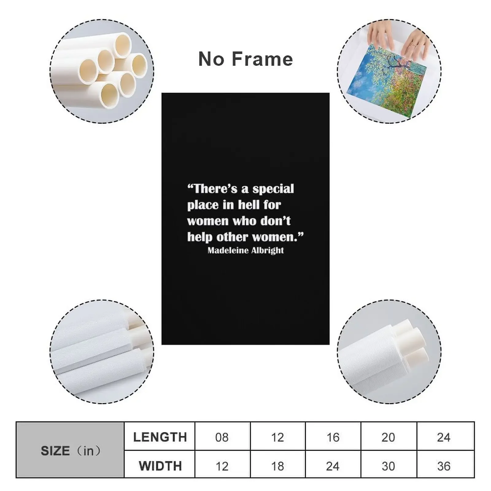 Madeleine Albright Special Place in Hell (белый шрифт) Холст Картина Декор спальни Настенная рамка