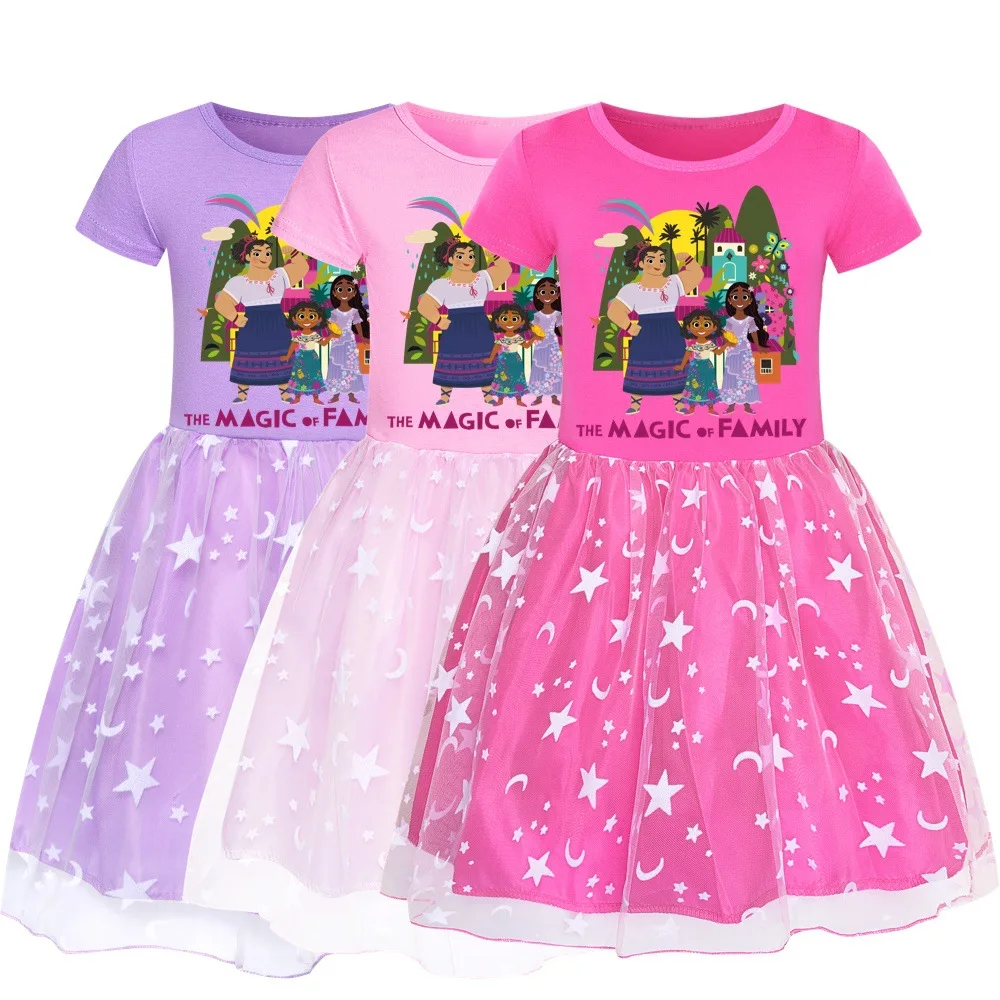 

2022 Disney New Movie Encanto Clothes Baby Girls Princess Dresses Kids Cartoon Cute Cartoon Princess Cosplay Wedding Party Dress