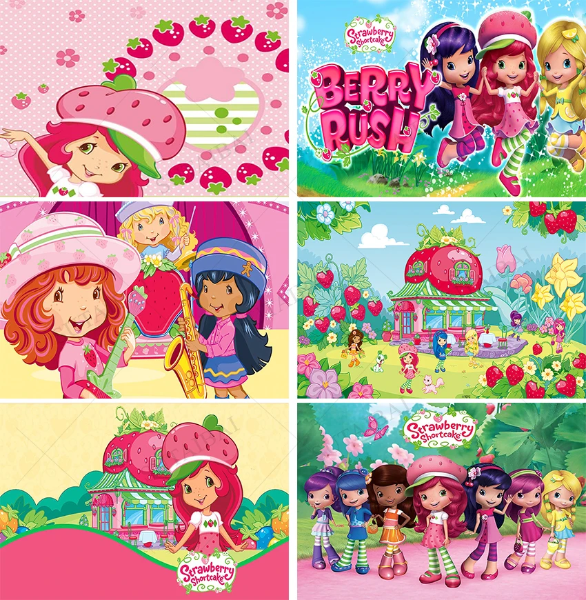 

Girl Birhtday Party Celebration Strawberry Shortcake Background Dreamy Wonderland Happy Sweet Photocall Personalized Banner Prop