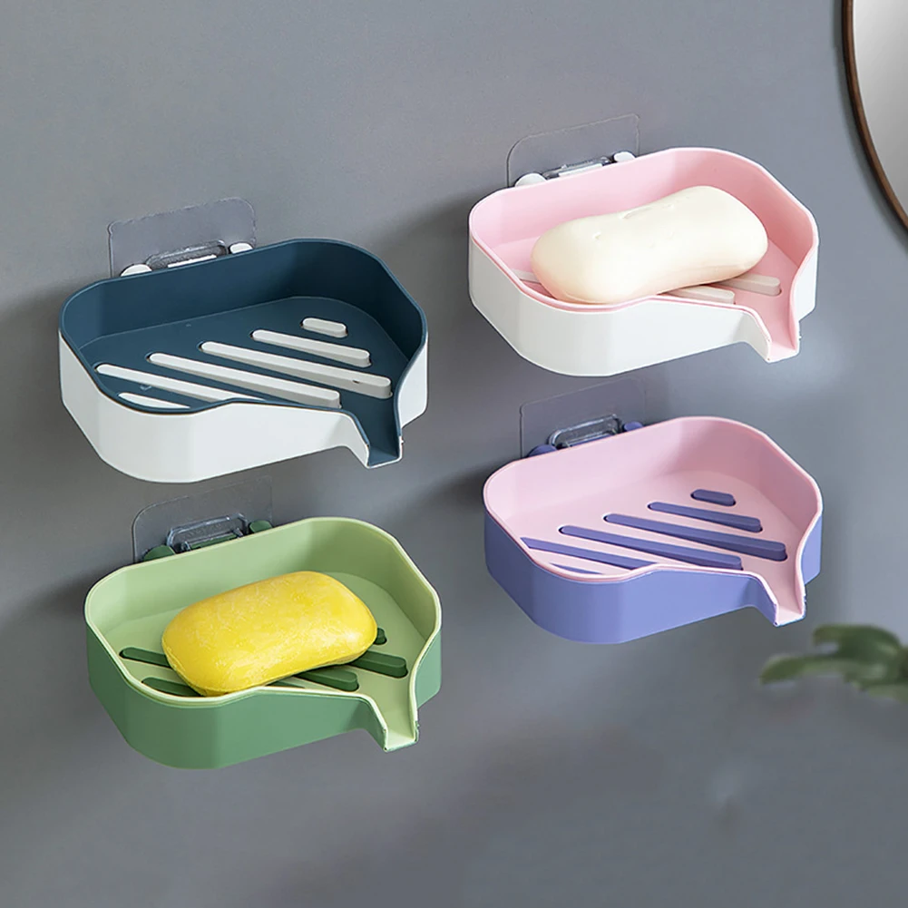 

1 Pc Creative Drill Free Soap Dish Holder Wall Mounted Storage Rack Holder Adhesive Type Soap Sponge Dish Bathroom Accessories