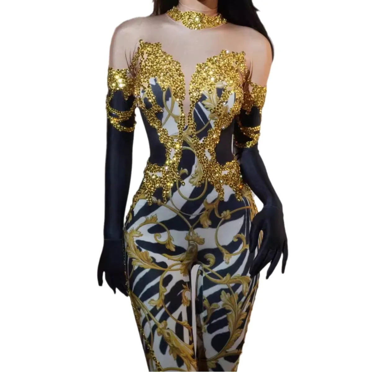 Цельные брюки для ночного клуба бара всей лошади футболка с варежкой женская