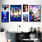 Sword Art Online Картина на холсте из аниме японские комиксы плакаты и принты настенные картины для детской спальни домашний Декор без рамки
