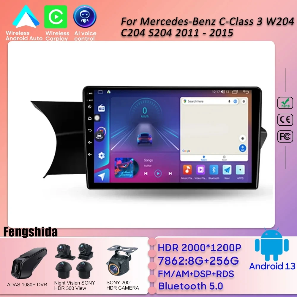 

Android Radio For Mercedes-Benz C-Class 3 W204 C204 S204 2011 - 2015 Car Multimedia Player Mirror Link Carplay No 2din DVD DSP