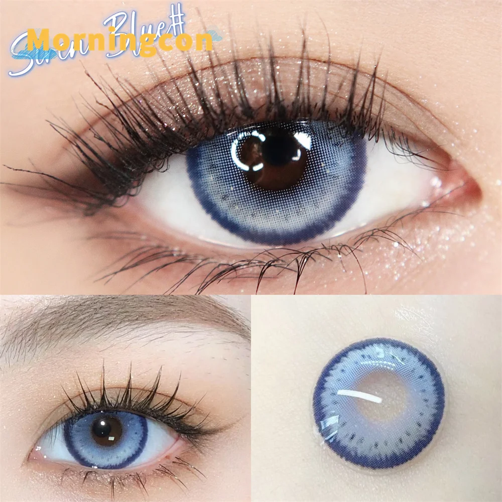 

Мягкие цветные контактные линзы для глаз MORNINGCON, горчичный цвет, Blue2, по рецепту для близорукости, для макияжа маленького зрачка, естественные, ежегодные