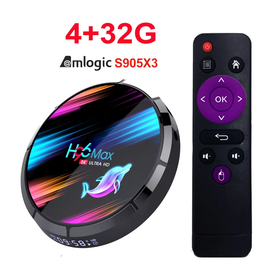 

Приставка Смарт-ТВ H96 Max X3, 4k, Android 9,0, 8K, 100 Мбит/с, Wi-Fi