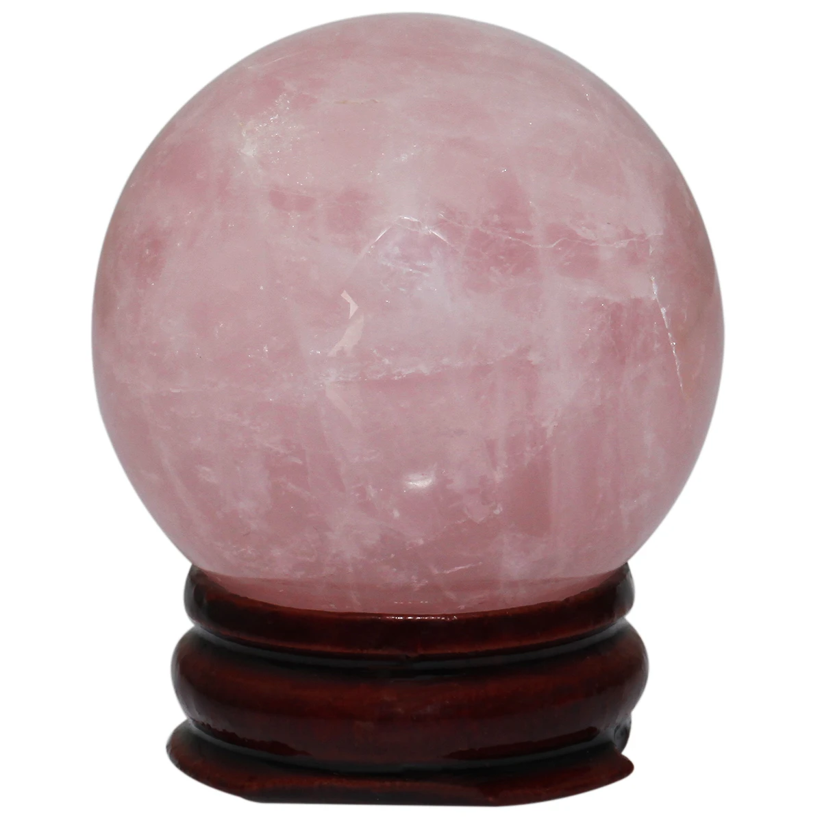 Natural Rose Quartz Sphere Gemstone Ball With Wooden Stand Reiki Healing Sculpture Figurine Desktop Decor Home Ornaments