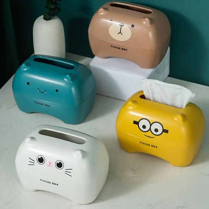 

Creative Household Baihe Desktop Plastic Paper Box Fashion Nordic Color Cartoon Storage Paper Box Creative Toilet Tissue Box
