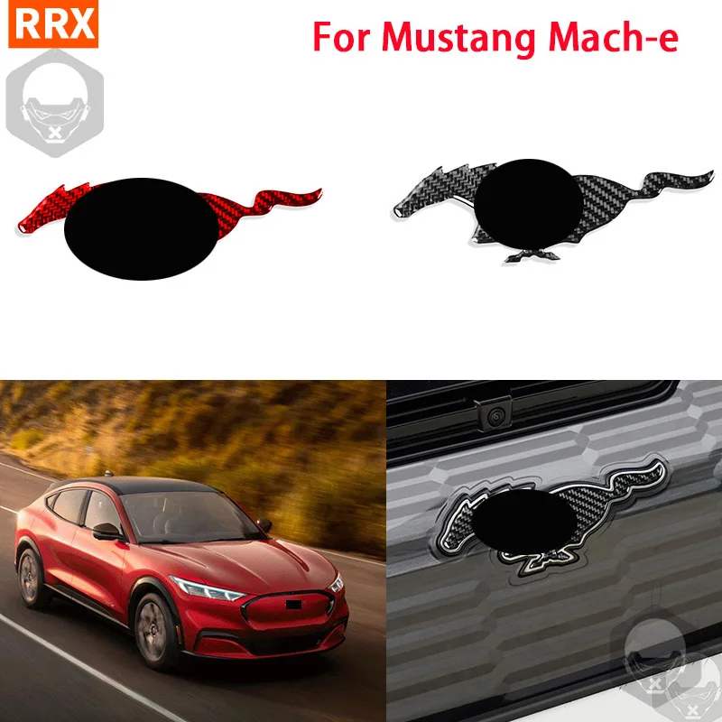 

Передняя накладка с логотипом из углеродного волокна для Ford Mustang Mach-E Mach E 2021 2022, декоративная наклейка, аксессуары для интерьера автомобиля