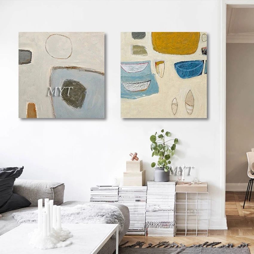 

2PCS Canvas Picture Wall Large Size Pure Handmade Art And Craft Abstract Oil Painting For Living Room Decorative Unframed Gift